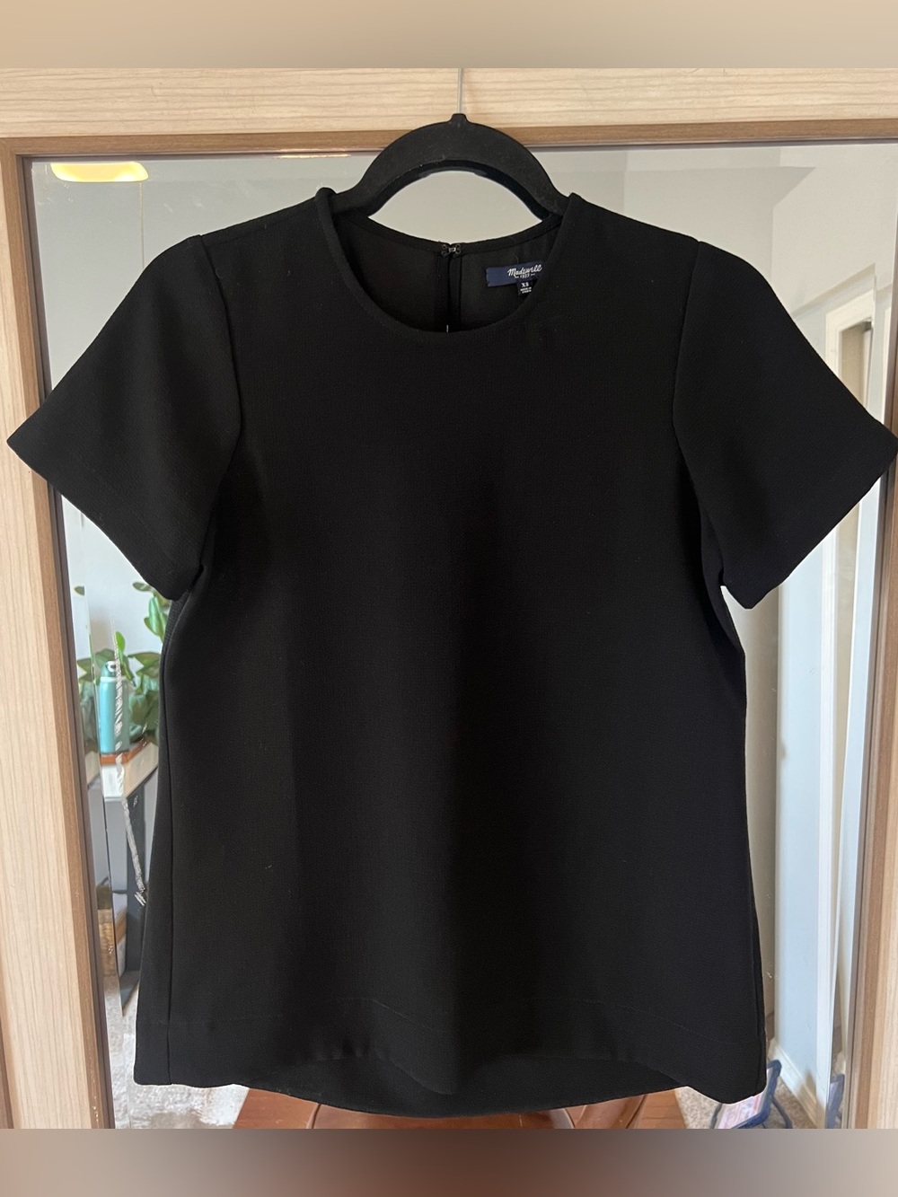Madewell Black Tailored Tee Blouse Short Sleeve Size Extra Small XS